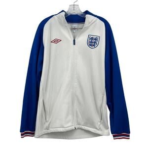 Tailored by UMBRO White Blue England Soccer Zip Up Sweater Jacket Men L Large